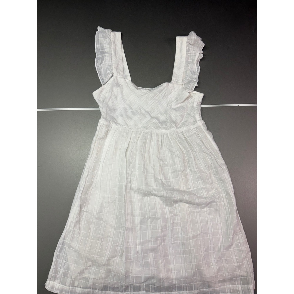 Vineyard Vines White Cotton Ruffle Windowpane Plaid Mini Dress coastal preppy M